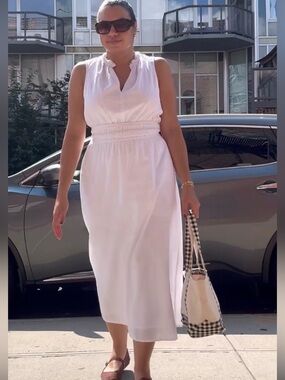 White Dress with Smocked Waist